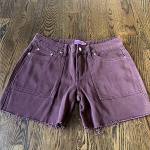 Edikted Maroon Jean Shorts
